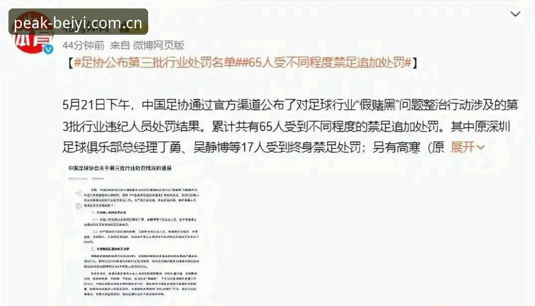 必一体育平台新闻解读指南：从足协第三批禁足名单看中国足球治理新篇章